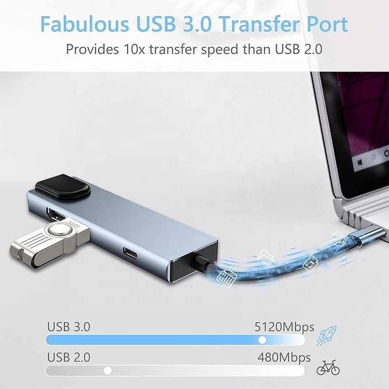 Stazione di attracco USB C PD grigio per la funzione di ricarica del portatile