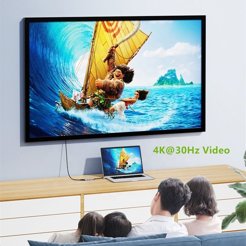4K HDMI Compatibile Tipo-C verso USB C Hub Adapter con 2 porte di carica USB3.0 e PD