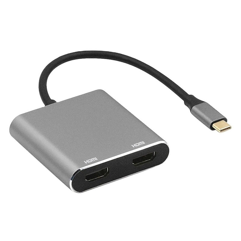 Stazione di attracco 4-in-1 con 2 doppie porte HDMI 4K e adattatore USB-C tipo-C a doppio HDMI