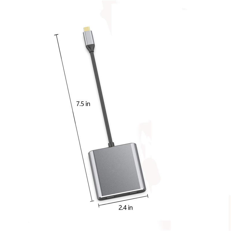 Stazione di attracco 4-in-1 con 2 doppie porte HDMI 4K e adattatore USB-C tipo-C a doppio HDMI