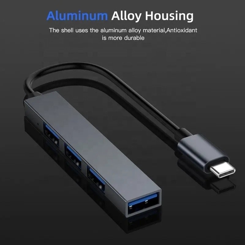 Interfaccia di tipo C 4 in 1 4 porte Hub Tipo C OTG a USB 3.0 2.0 Adapter Legatura di alluminio
