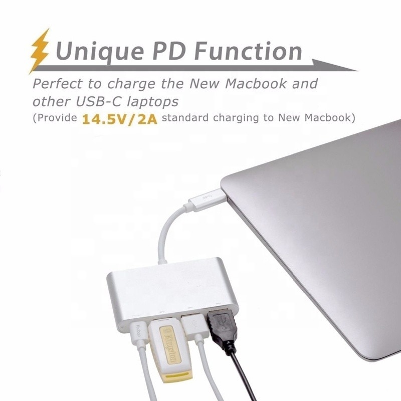 USB 3.1 Interfaccia 4-in-1 Tipo C Hub Adapter multiplo per il trasferimento veloce di dati