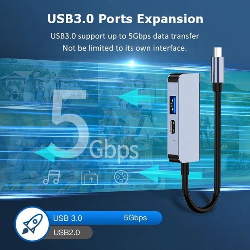 USB 3.1/USB Type-C Hub Adapter Docking Station con 4K HDMI USB3.0 USB 3.0 Tipo C PD