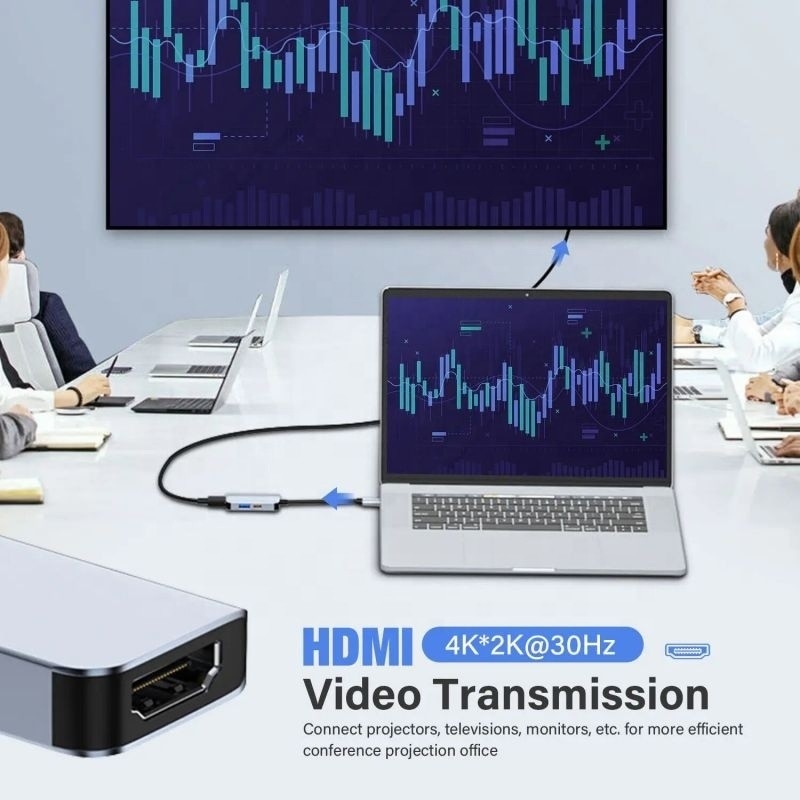 USB 3.1/USB Type-C Hub Adapter Docking Station con 4K HDMI USB3.0 USB 3.0 Tipo C PD