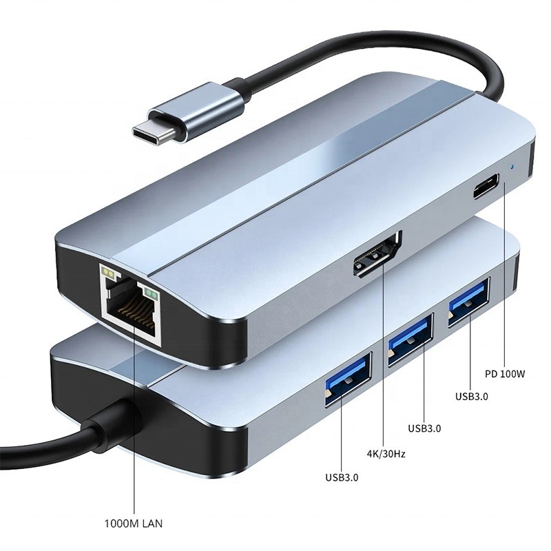 12 in 1 USB C Adapter OEM Multiport Hub con 4K HDMI USB 3.0 RJ45 Lan Ethernet
