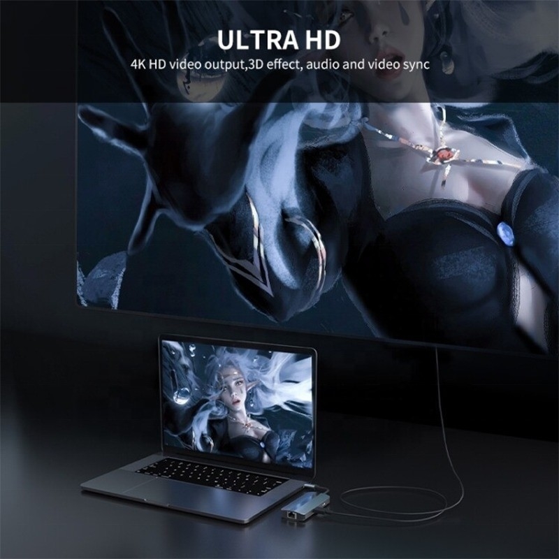 6 in 1 USB A Hub 4K HDMI USB3.0 RJ45 1000Mbps PD