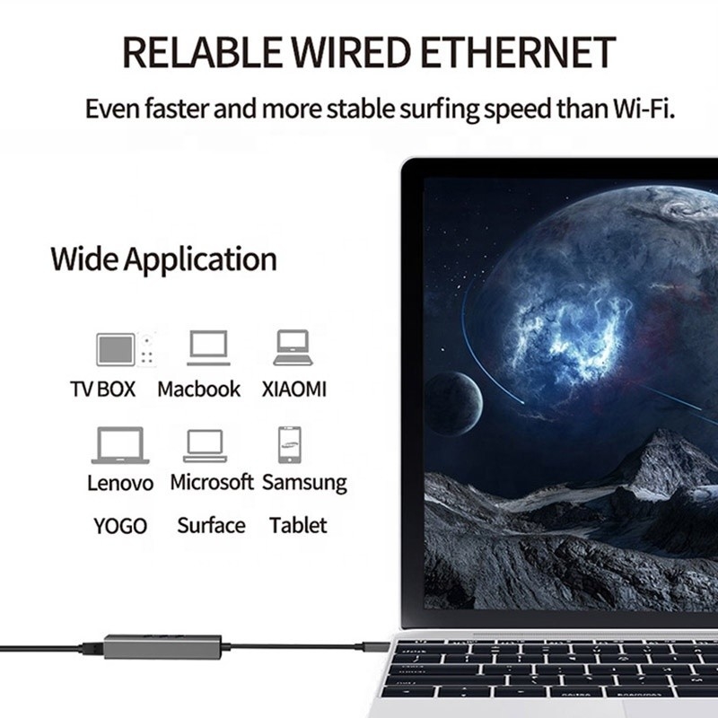 Grigio USB3.0 Hub e RJ45 Lan Adapter con 3 porte USB Gigabit Ethernet Network Card