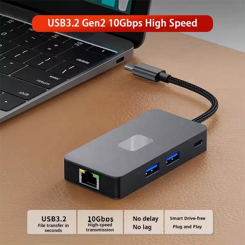 Adaptatore multiporto 8-in-1 USB-C Hub con HDMI 3 USB3.0 RJ45 E PD Output 5-8 porte