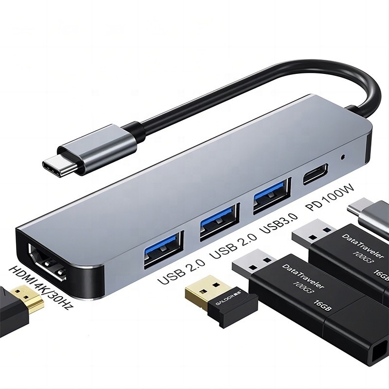 6 in 1 USB Type-C Hub a 4K HDMI e USB 3.0 per Macbook OEM / ODM
