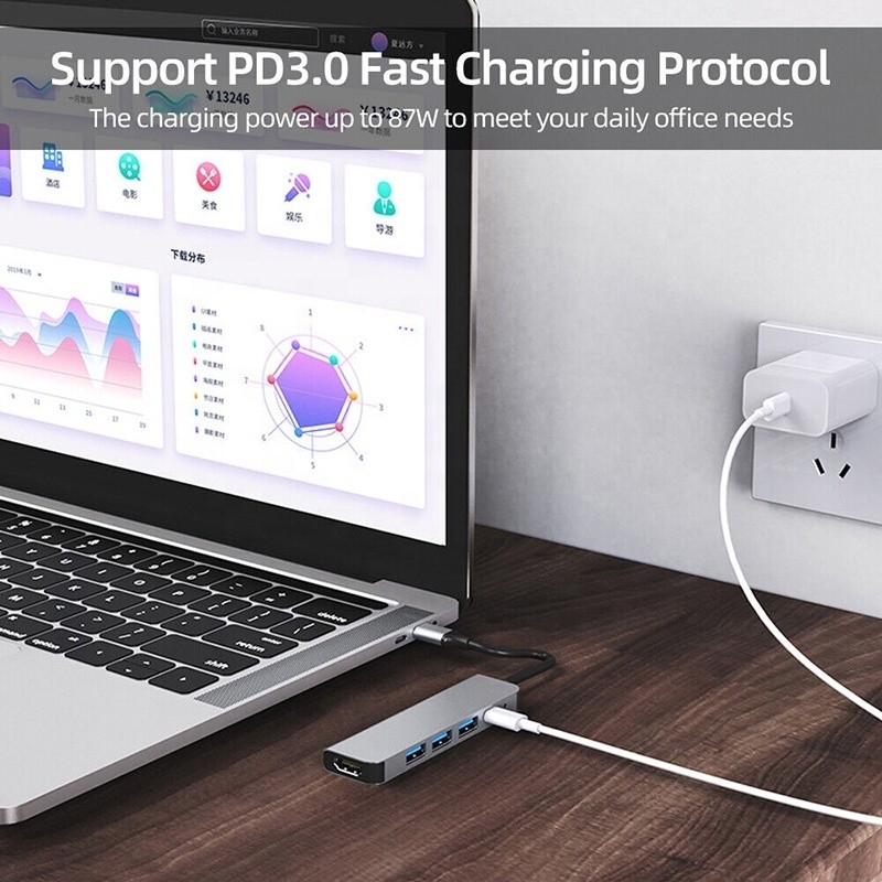 6 in 1 USB Type-C Hub a 4K HDMI e USB 3.0 per Macbook OEM / ODM