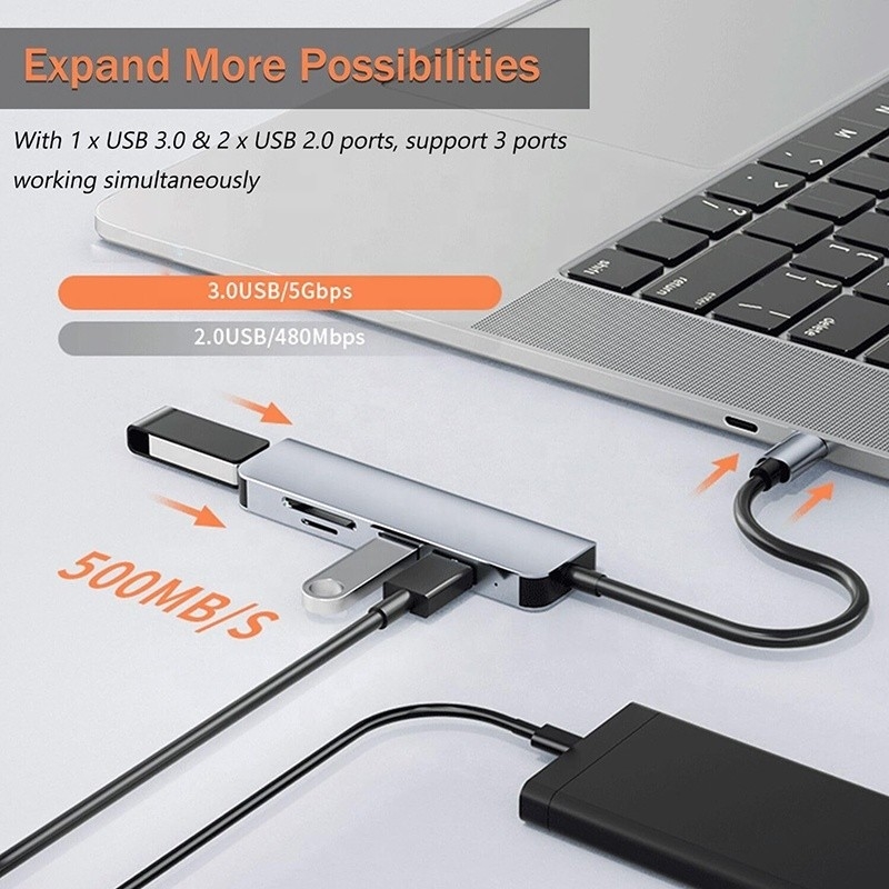 USB A/C Input USB 3.0 Tipo C Multiport Adapter Docking Station con lettore di schede SD/TF