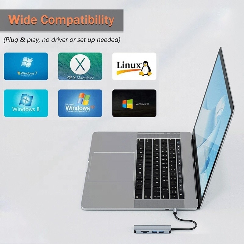 USB A/C Input USB 3.0 Tipo C Multiport Adapter Docking Station con lettore di schede SD/TF