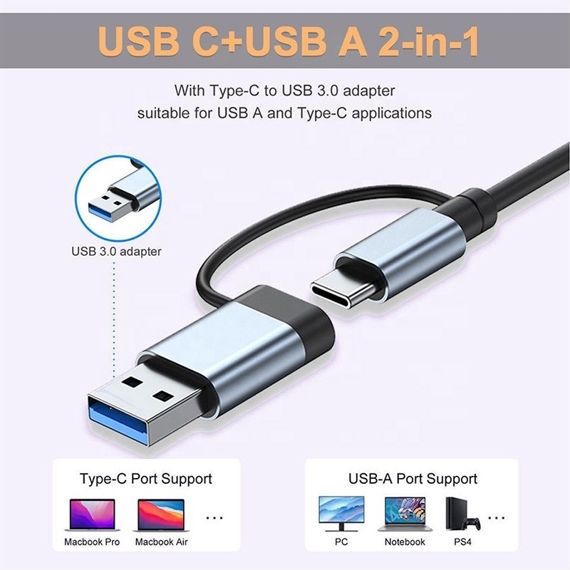 USB A/C Input USB 3.0 Tipo C Multiport Adapter Docking Station con lettore di schede SD/TF