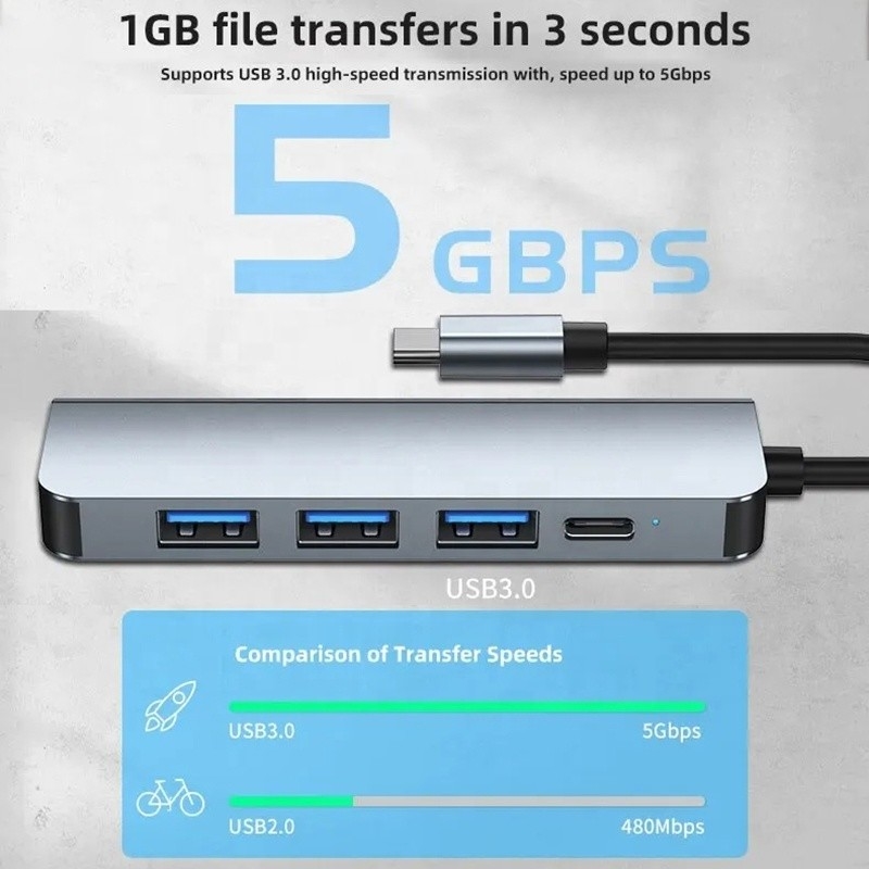 Hub di adattamento USB C tipo C 9-in-1 con carica 100W PD e usb3.0 3 * usb2.0