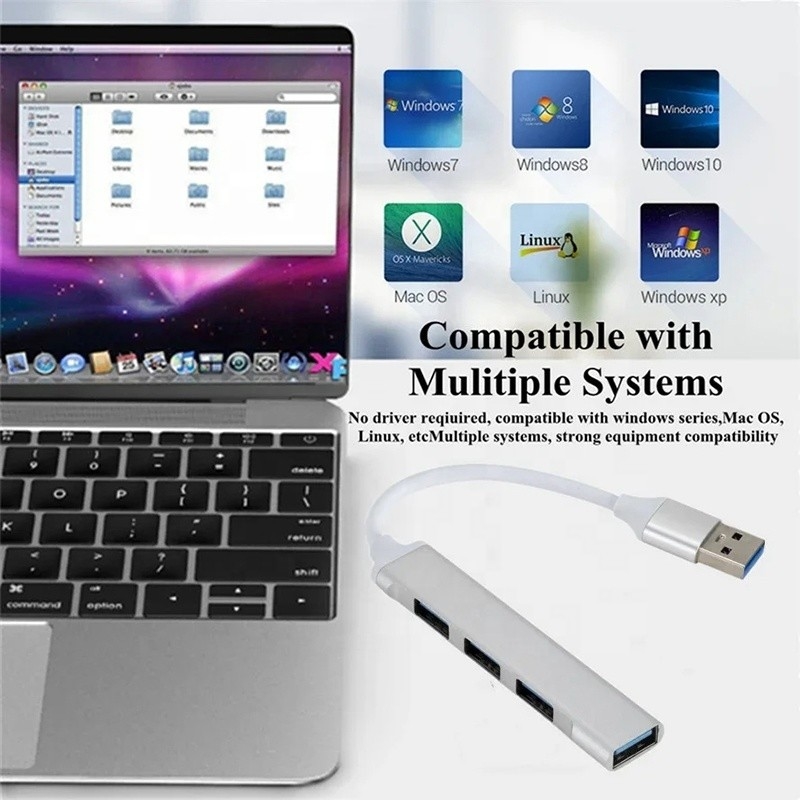 Aluminio 4 porte USB tipo C a USB 3.0 2.0 Data Hub per trasferimento dati ad alta velocità