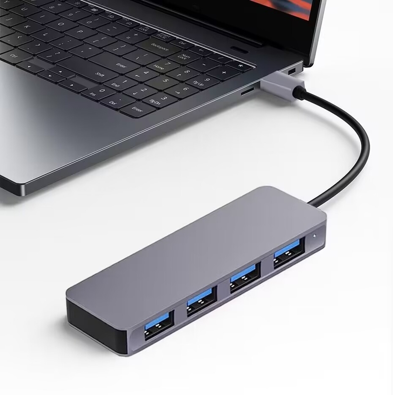 Alta velocità 4 porte USB 3.0 HUB 5Gbps USB C portatile con adattatore di alimentazione per PC Mac laptop