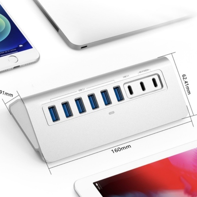 10 porte USB C Hub Portatile USB C Hub Tipo C a 4 porte USB A Per PC Tablet