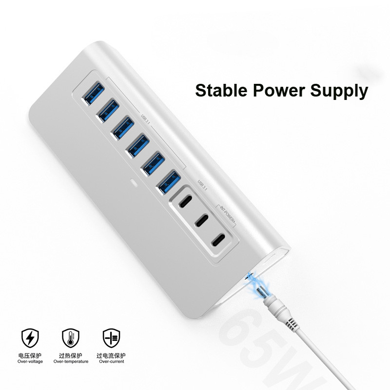 10 porte USB C Hub Portatile USB C Hub Tipo C a 4 porte USB A Per PC Tablet