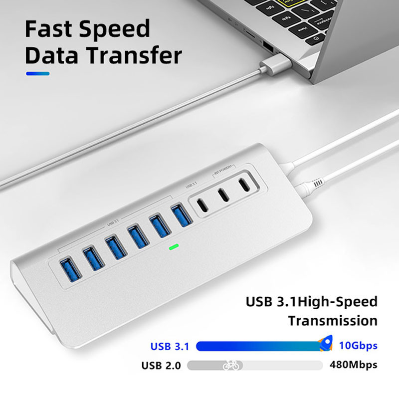 10 porte USB C Hub Portatile USB C Hub Tipo C a 4 porte USB A Per PC Tablet