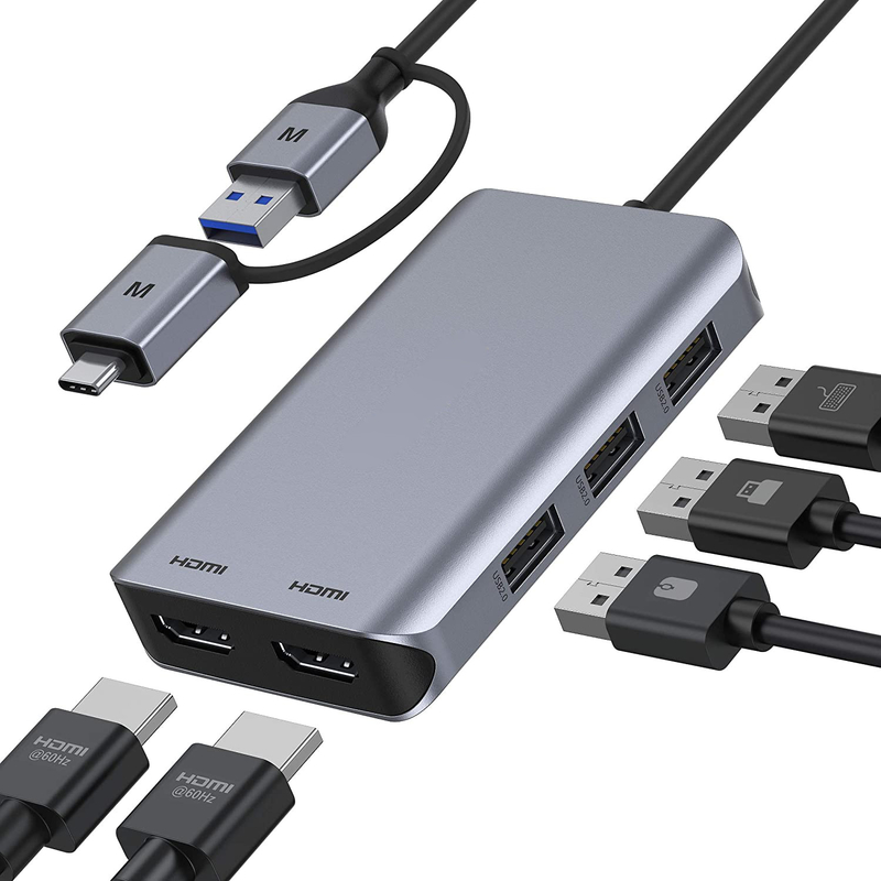 USB C Hub con HDMI e Displayport, 13 in 1 USB C per Displayport Hub con 100W PD