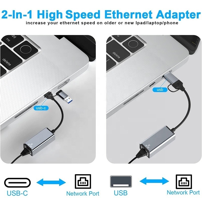 Adaptatore Gigabit LAN USB C Tipo-C a RJ45 Ethernet per laptop in forte domanda