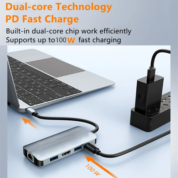 4K HDMI 9 In 1 USB-C Hub con USB 3.1 Multi Port Docking Station Adapter Mac Notebook