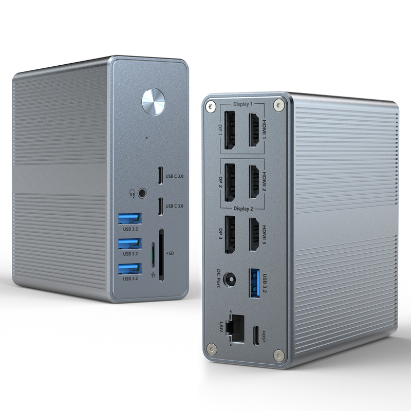 Stazione di attracco USB C in lega di alluminio e materiale ABS con connettività plug and play