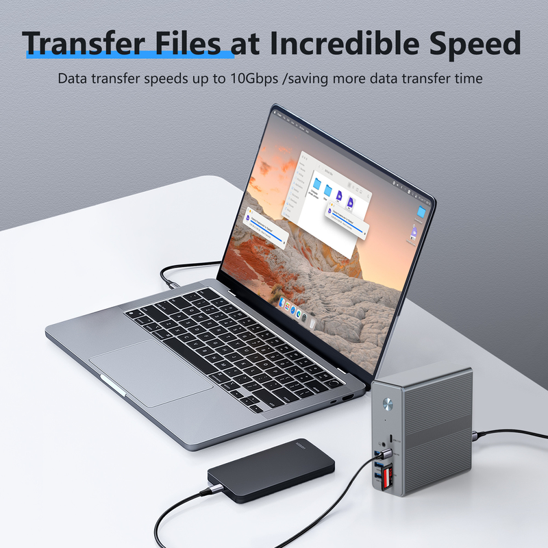 18 in 1 USB-C Docking Station Alta risoluzione fino a 4K con Display Link Extend Mode