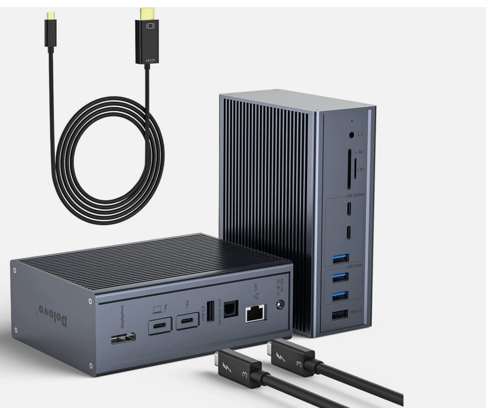 16-in-1 Thunderbolt 3 Docking Station con velocità di 40 Gbps DP1.4 Output e 65W PD Charging