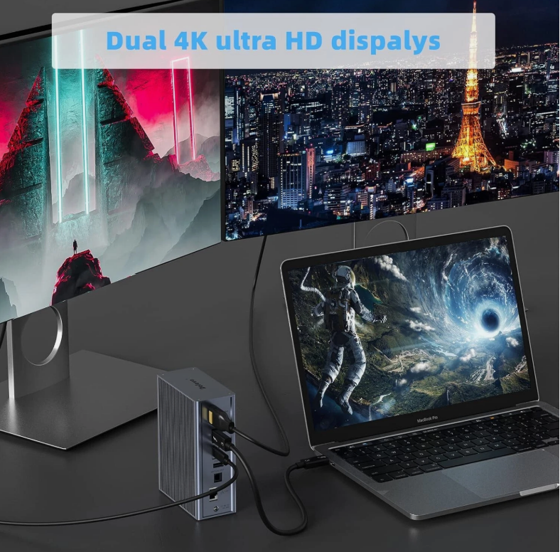 16-in-1 Thunderbolt 3 Docking Station con velocità di 40 Gbps DP1.4 Output e 65W PD Charging
