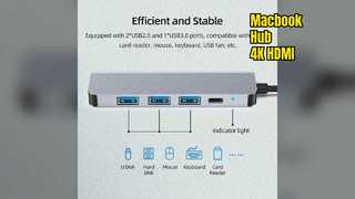Macbook USB C Hub 4K HDMI USB 3.0 Ricarica PD